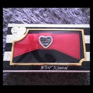 Betsey Johnson Black & red flower wallet clutch